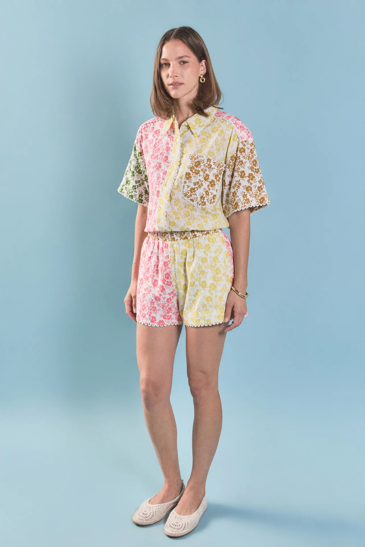 Maisie Colorblock Printed Shorts | English Factory