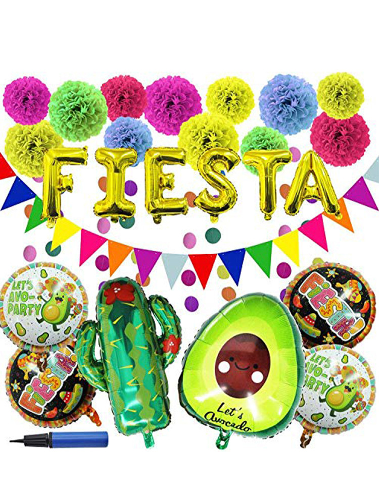 JOYIN 27 PCS Cinco De Mayo Fiesta Party Decoration Supplies with Cactus Avocado Balloons Backdrop... | SHEIN