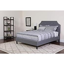 Flash Furniture Brighton Queen Size Tufted Upholstered Platform Bed in Light Gray Fabric | Amazon (US)