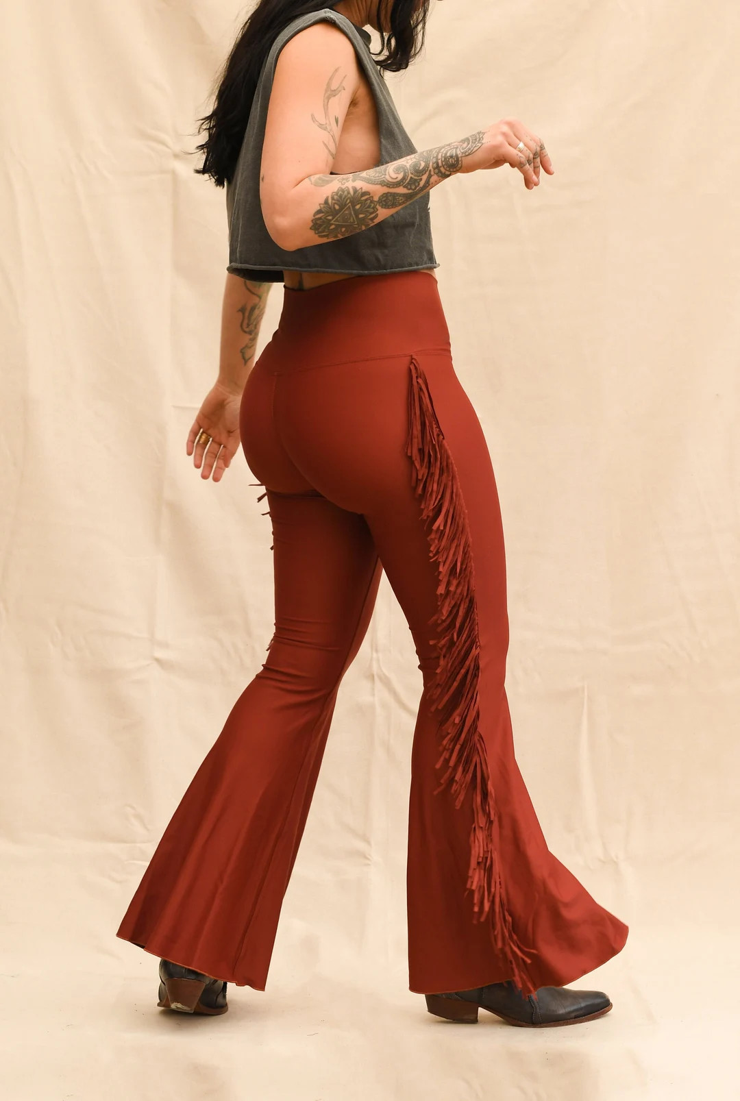 Luna Fringe Bell Bottom Pants Yoga Pants Boho Yoga Pants Festival Pants Festival Fringe Pants Bro... | Etsy (US)