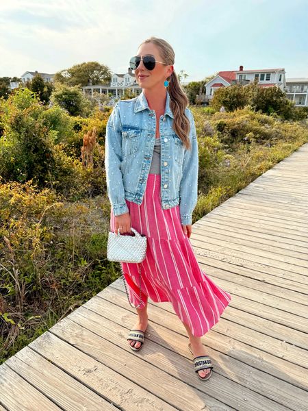 This under $100 skirt is going to be on major repeat all Summer! 🌊🩷 Also these homes on the beach are STUNNING! Watch stories for a better look! 🫶🏻 You can shop everything via the link in my bio > Shop my Reels/IG Posts ➡️

Sizes:
•Small skirt
•XS jacket
•Small tank

Spring outfits, spring fashion, denim jacket, new arrivals, vacation style 

#LTKfindsunder100 #LTKstyletip #LTKsalealert