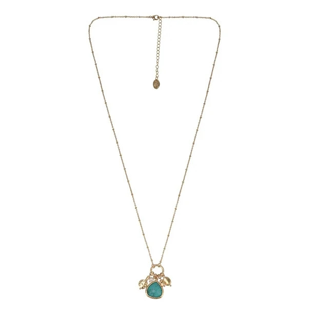 The Pioneer Woman Turquoise and Freshwater Pearl Charm Long Pendant Necklace | Walmart (US)