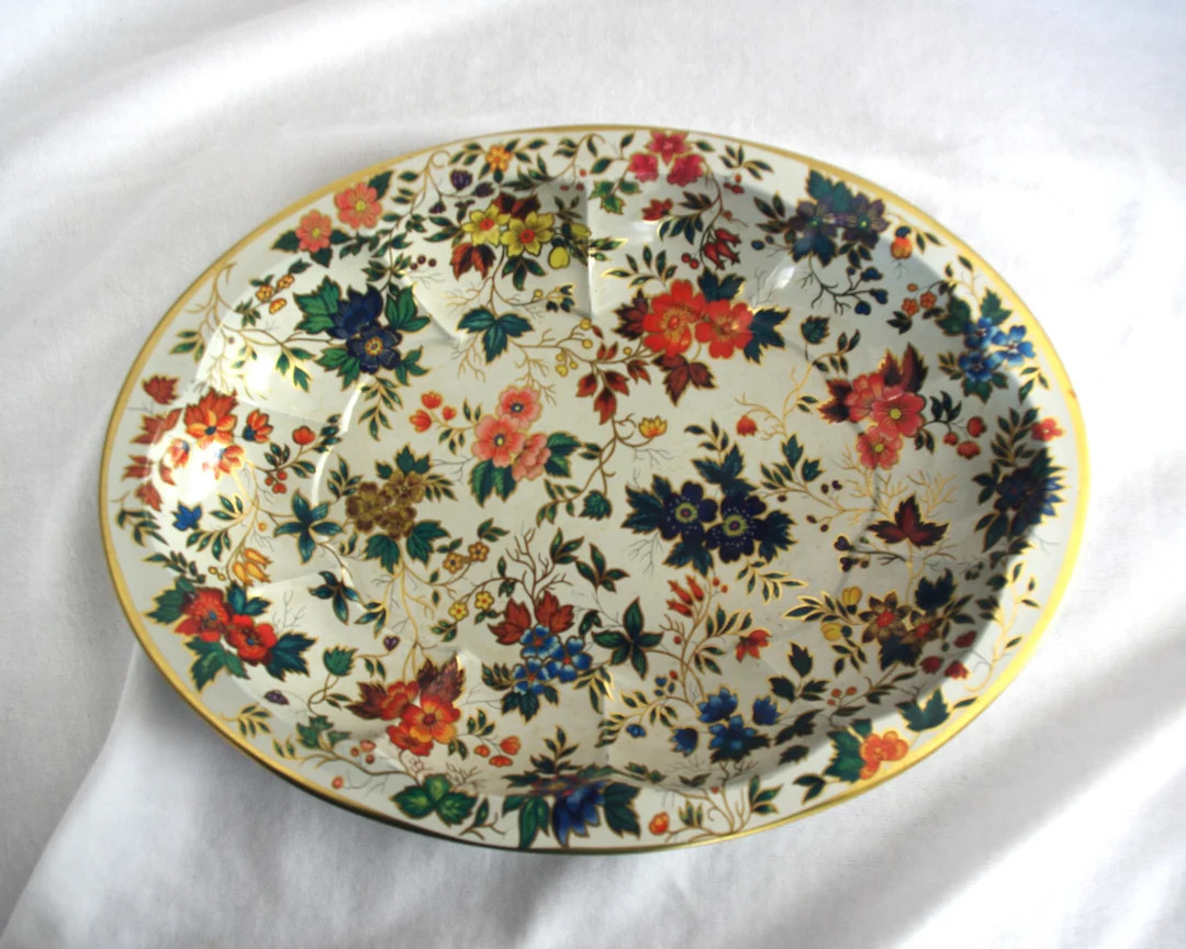 Flowered & Gold Oval Tin Tray / Bowl: Floral / Flowers "Daher Decorated Ware" 12.75" England | Etsy (US)