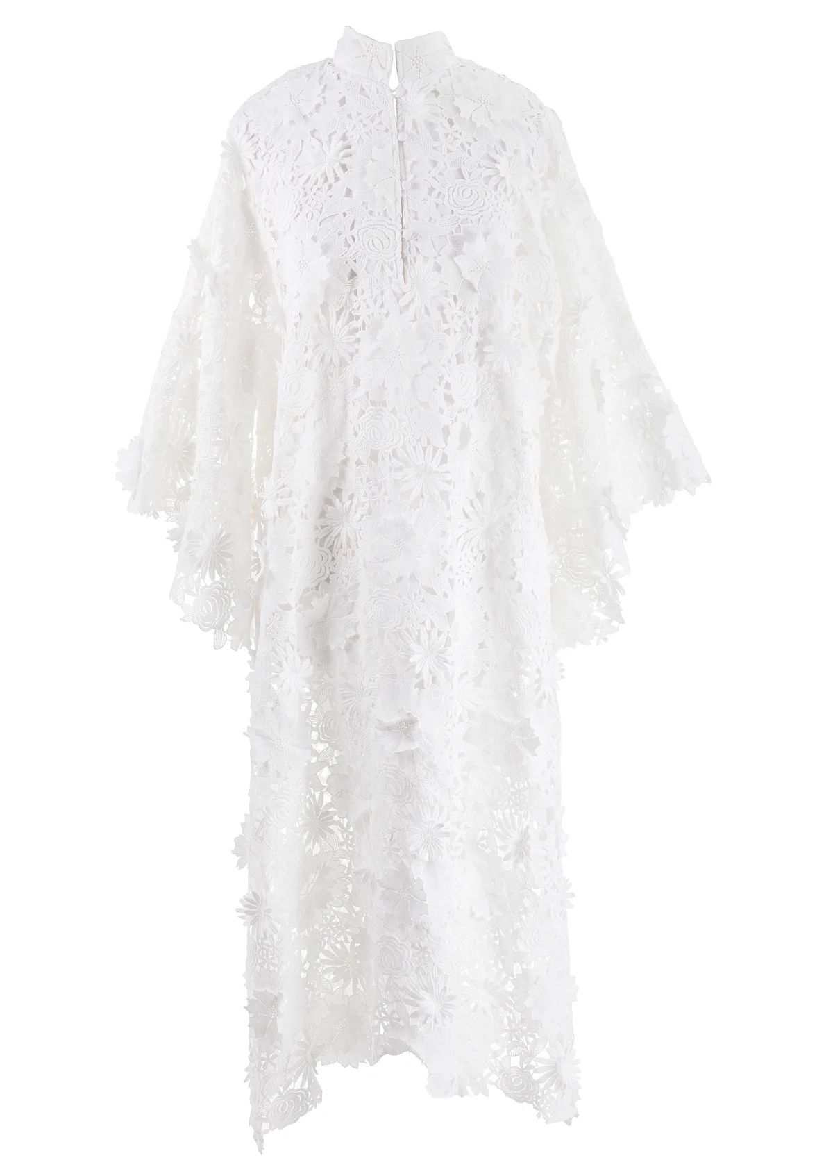White 3D Lace Maxi Caftan | Over The Moon