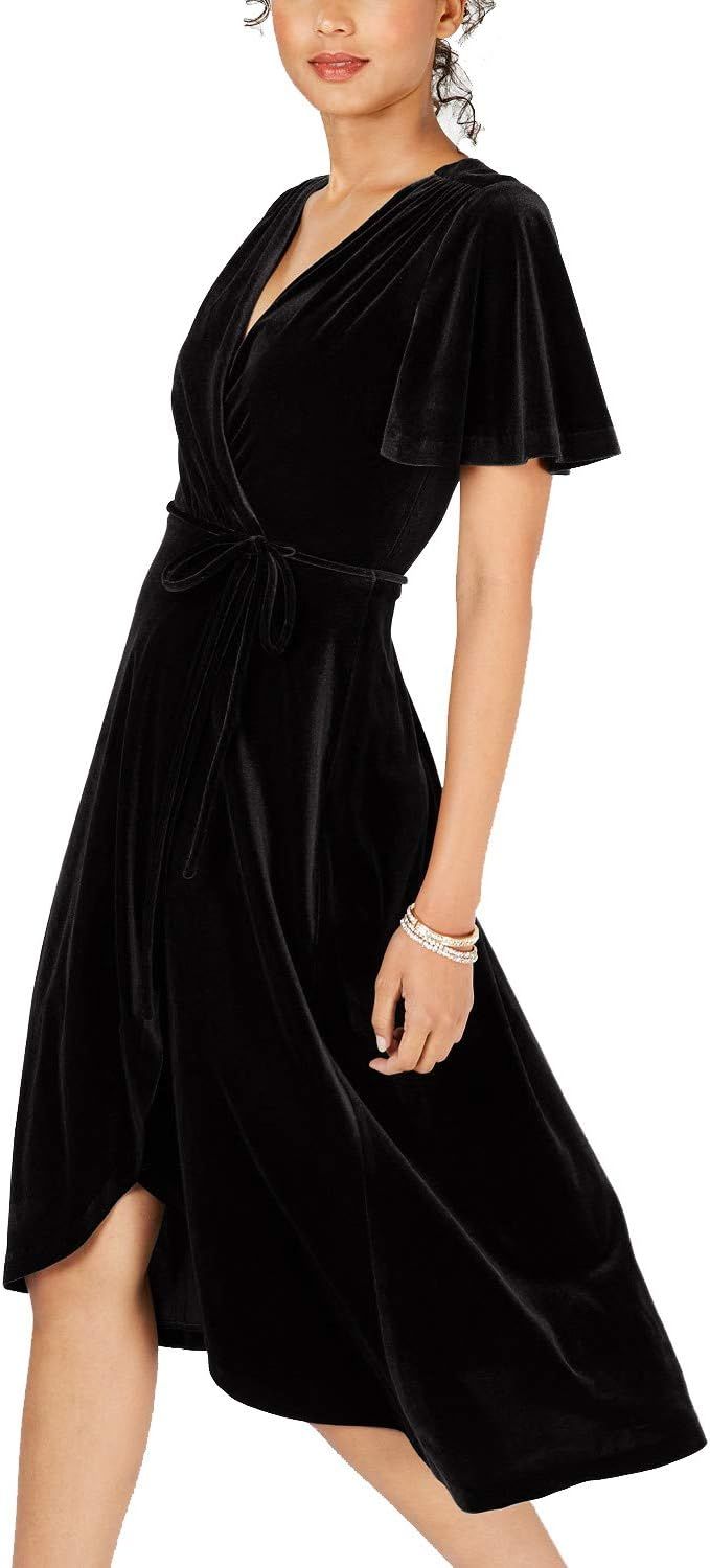 R.Vivimos Womens Velvet Pleated Wrap Tie Waist Elegant Flowy Party Plus Size Midi Dresses | Amazon (US)