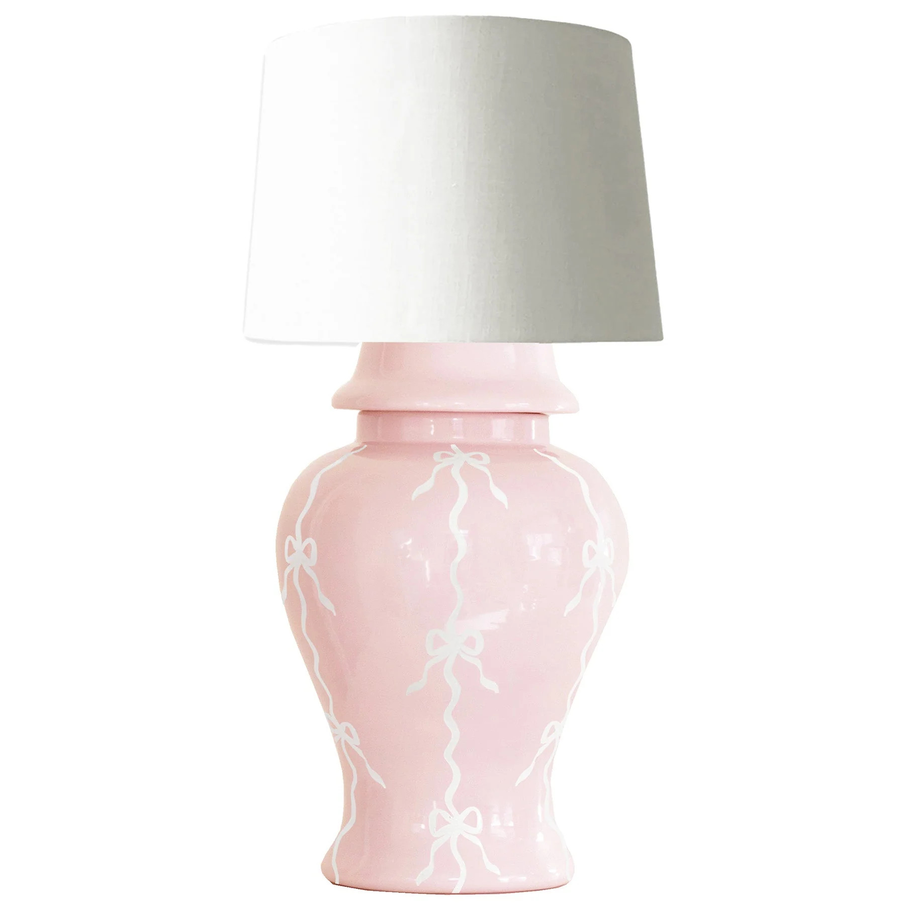 Bow Stripe Ginger Jar Lamp in Cherry Blossom Pink | Ruby Clay Company