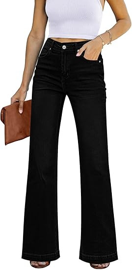 GRAPENT Womens Flare Jeans High Waisted Wide Leg Baggy Jean for Women Stretch Denim Pants | Amazon (US)