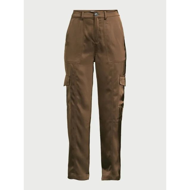 Sofia Jeans Women's High Rise Satin Cargo Pants, 27" Inseam, Sizes 00-22 - Walmart.com | Walmart (US)