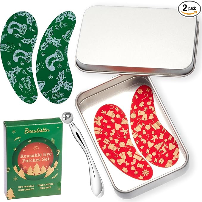 2 Pairs Reusable Under Eye Wrinkle Patches Silicone Mask, Plump Fine Lines & Wrinkles, with Metal... | Amazon (US)