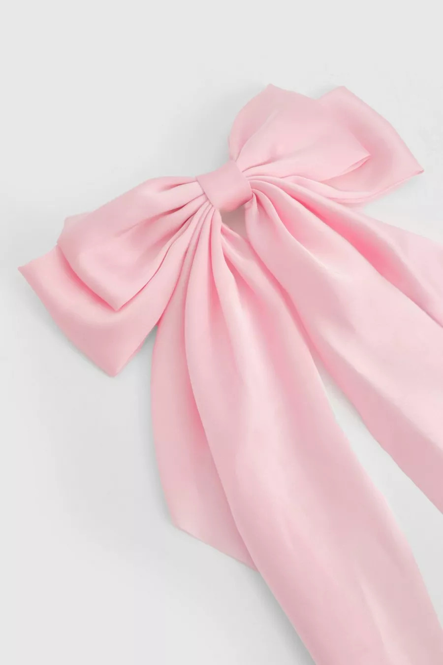 Oversized Baby Pink Satin Bow Hair Clip | boohoo (US & Canada)