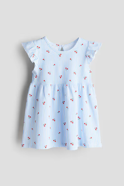 H & M - Printed Cotton Dress - Blue | H&M (US + CA)