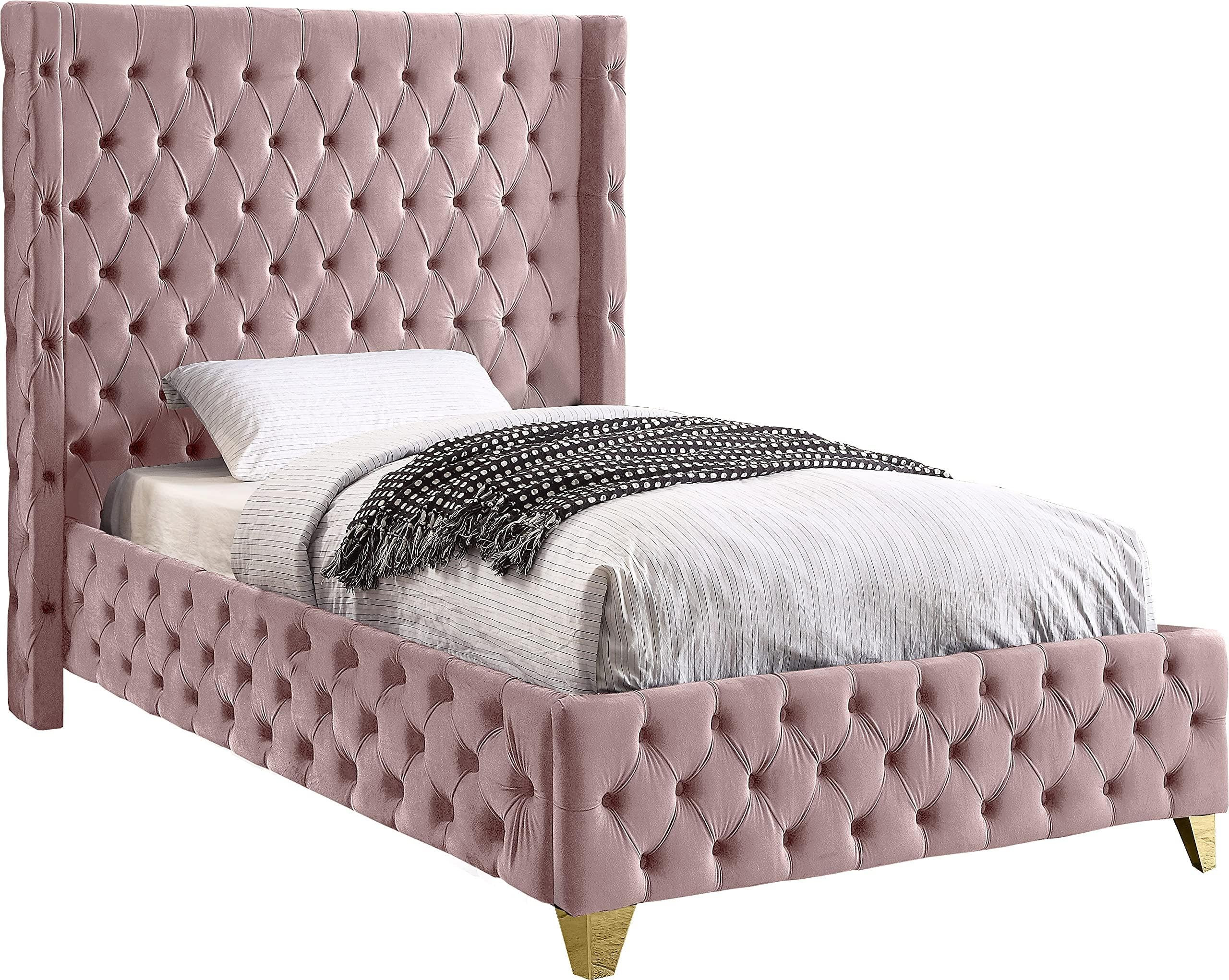 Meridian Furniture SavanPink-T Savan Collection Modern | Contemporary Velvet Upholstered Bed with... | Amazon (US)
