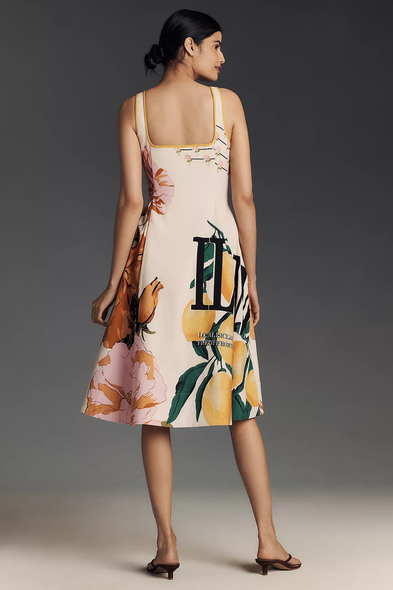 Maeve Sleeveless Notched Square-Neck Midi Dress | Anthropologie (US)