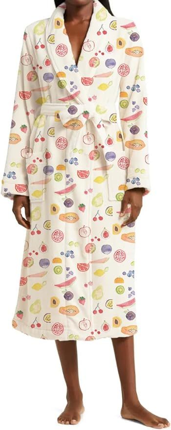 Cute Floral Fruit Robes for Women Y2k Cotton Lightweight Long Plush Robes Fuzzy Fleece Bathrobe w... | Amazon (US)