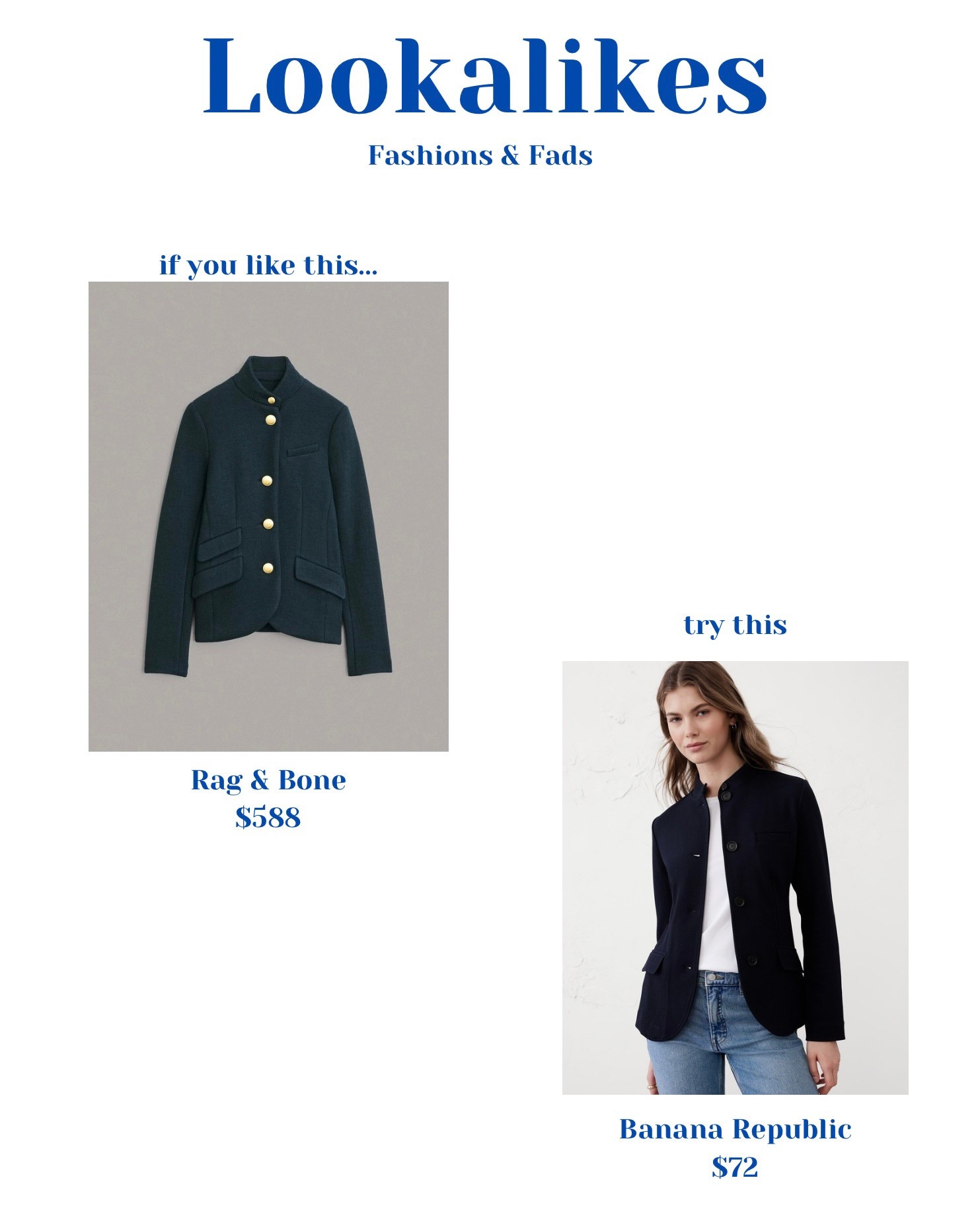 Rag & Bone Lookalike!


Blue blazer
Blue jacket
Navy jacket
Navy blazer
Military coat

#LTKStyleTip