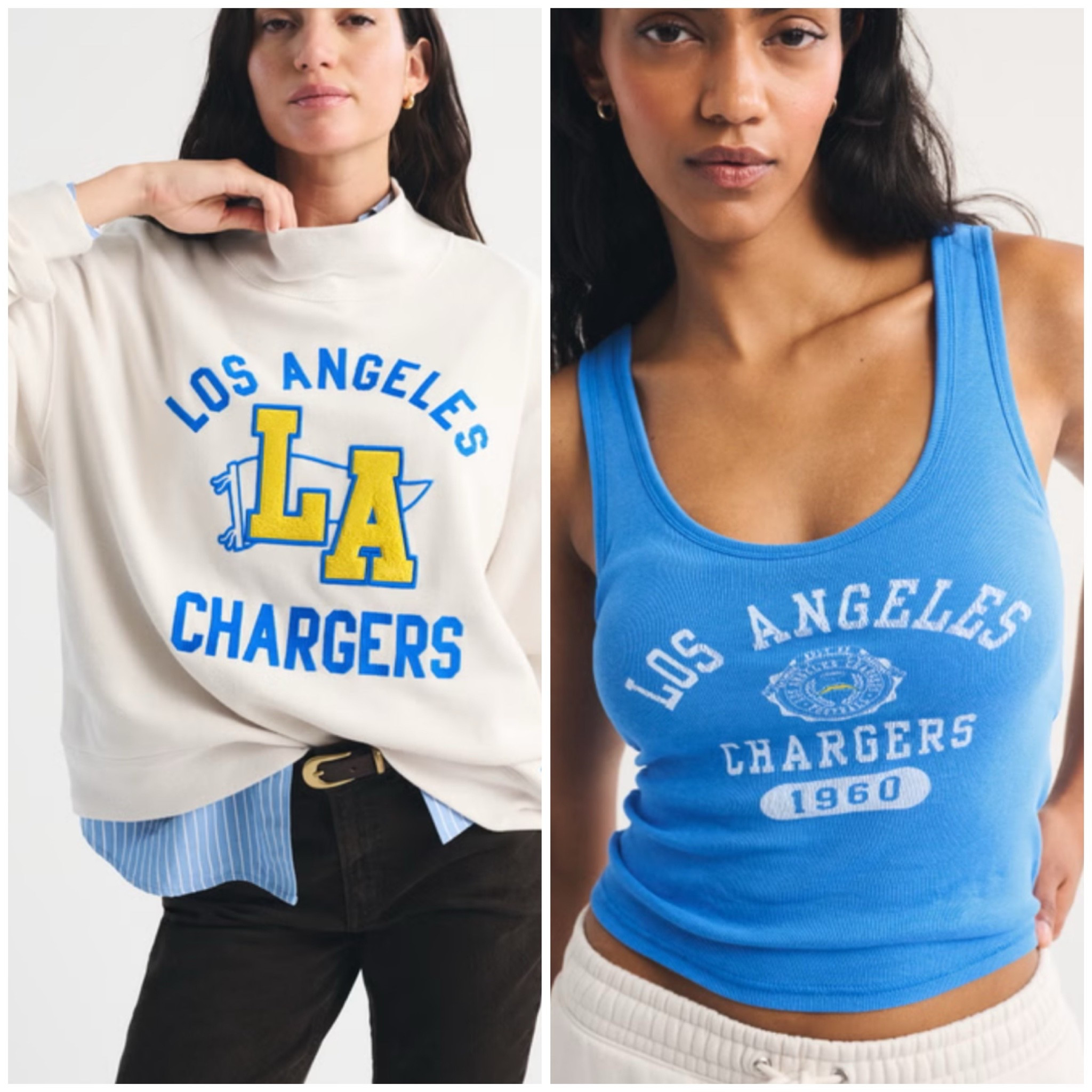 @abercrombie has cute NFL tanks and funnel neck sweatshirts for every team on their website right now!!!

We have season tickets for the LA Chargers at SOFI but have always hated the NFL clothes, they are not flattering for women! I trust A&F to bring it home for the girls though! Just bought these two, aren’t they so cute?!

#LTKSeasonal #LTKMidsize #LTKActive