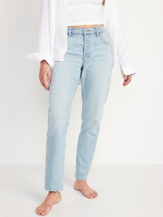 High-Waisted Slouchy Straight Button-Fly Cut-Off Jeans for Women | Old Navy (US)