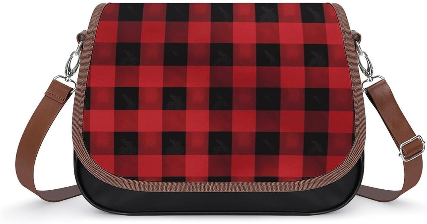 Leather Crossbody Bags for Women Red Black Buffalo Check Plaid Shoulder Bag with Adjustable Strap... | Amazon (US)
