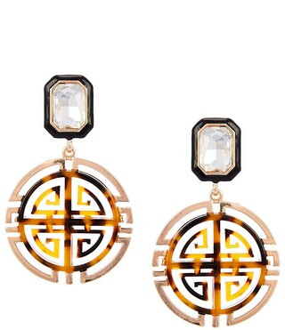 Gemma Layne Stone Inset Post Resin Geo Drop Earrings - Crystal/Tortoise | Dillard's