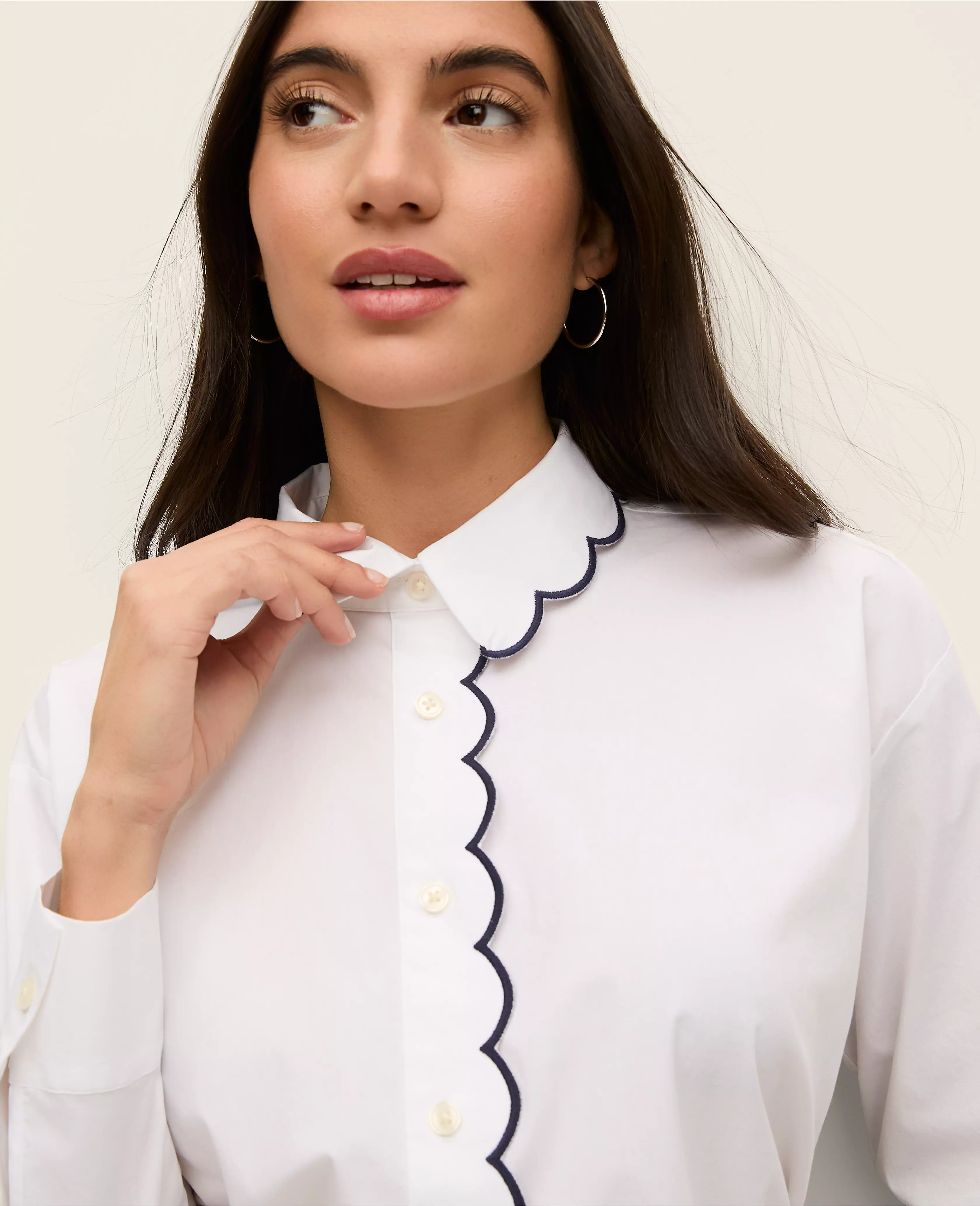 Scallop Trimmed Shirt | Ann Taylor