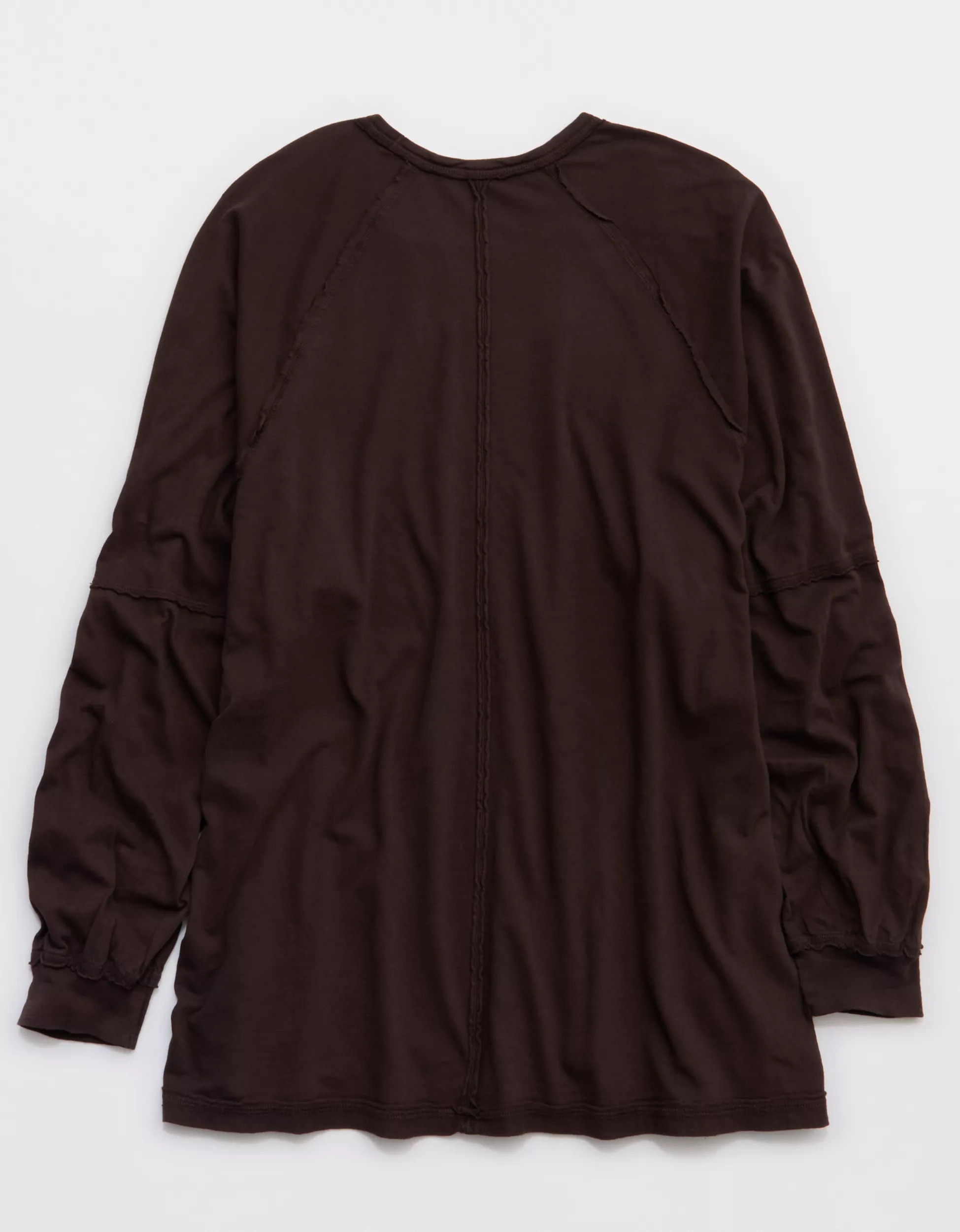 Aerie Cozy Long Sleeve Oversized Boyfriend T-Shirt | American Eagle Outfitters (US & CA)