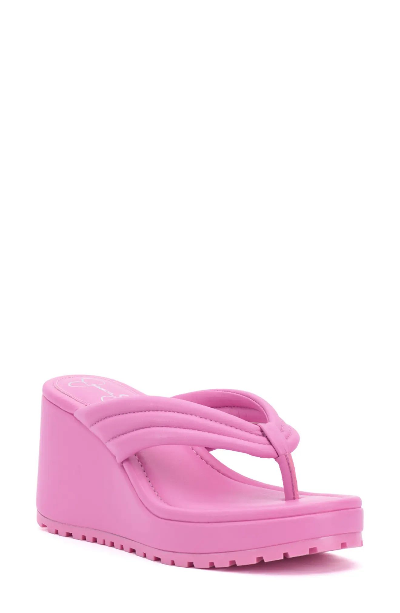 Jessica Simpson Kemnie Platform Wedge Sandal in Bubble Pink at Nordstrom, Size 8.5 | Nordstrom