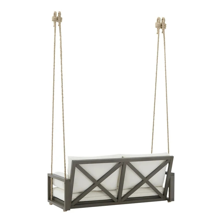 Mainstays Hanging Outdoor Patio Acacia Wood Porch Swing With Gray Frame | Walmart (US)