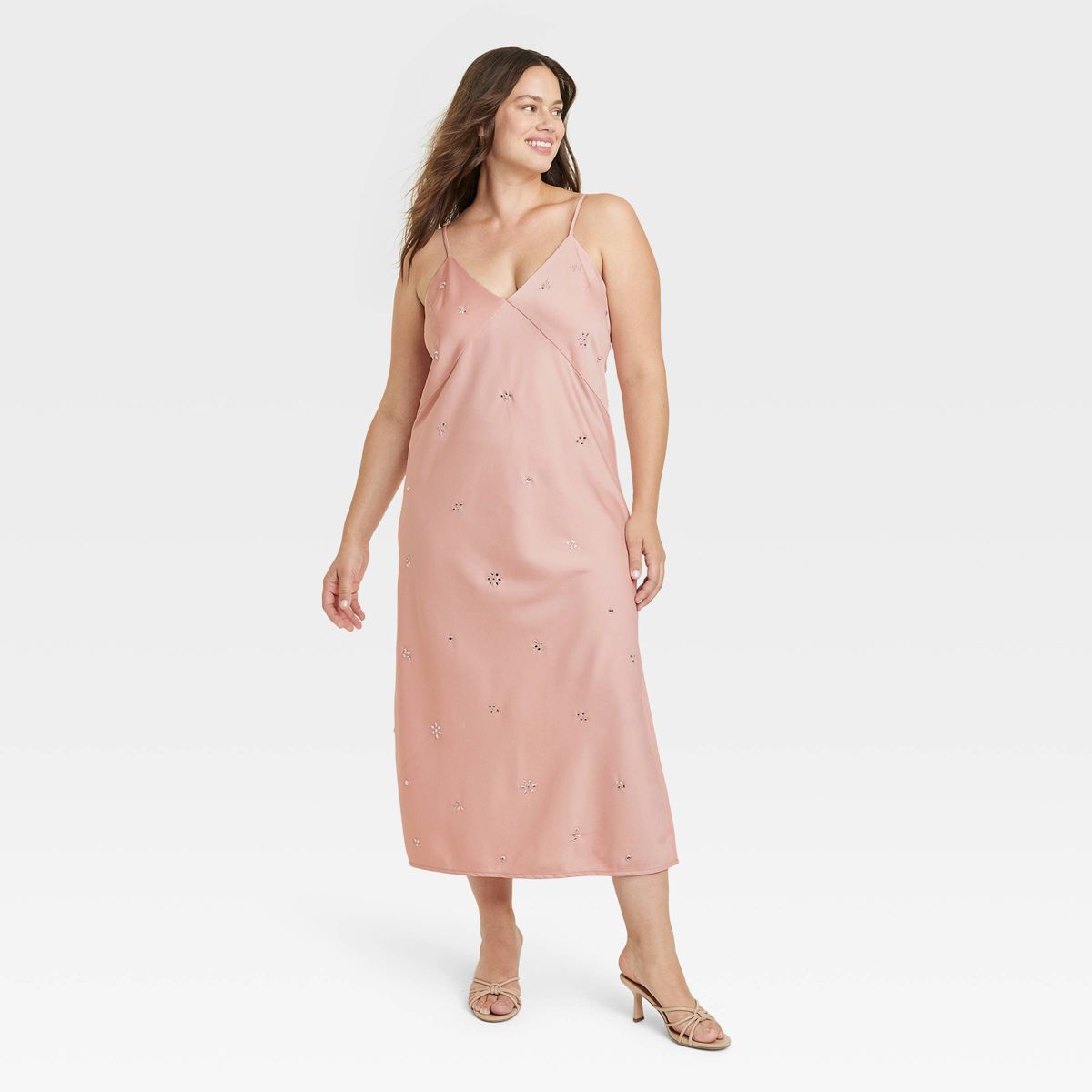 Women's Embellished Slip Dress - A New Day™ Dusty Pink | Target