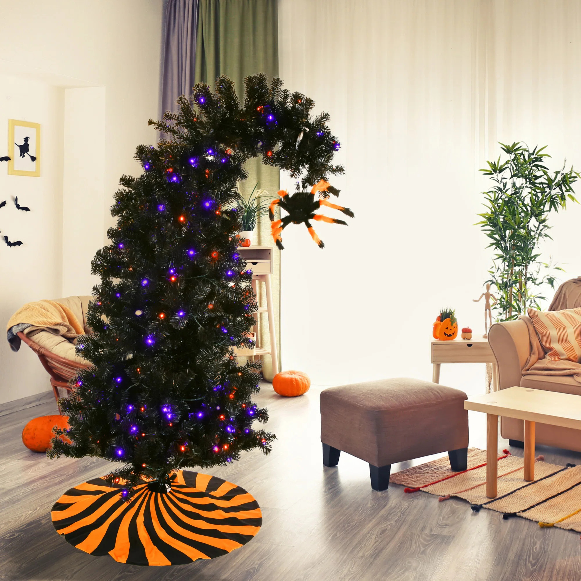 The Holiday Aisle® 48" Halloween Black Fiber Optic Entrance Tree | Wayfair | Wayfair North America