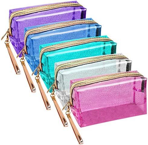Amazon.com: Meetory 5 Pack Waterproof Cosmetic Bag Portable Translucent Makeup Bag Zippered Trave... | Amazon (US)