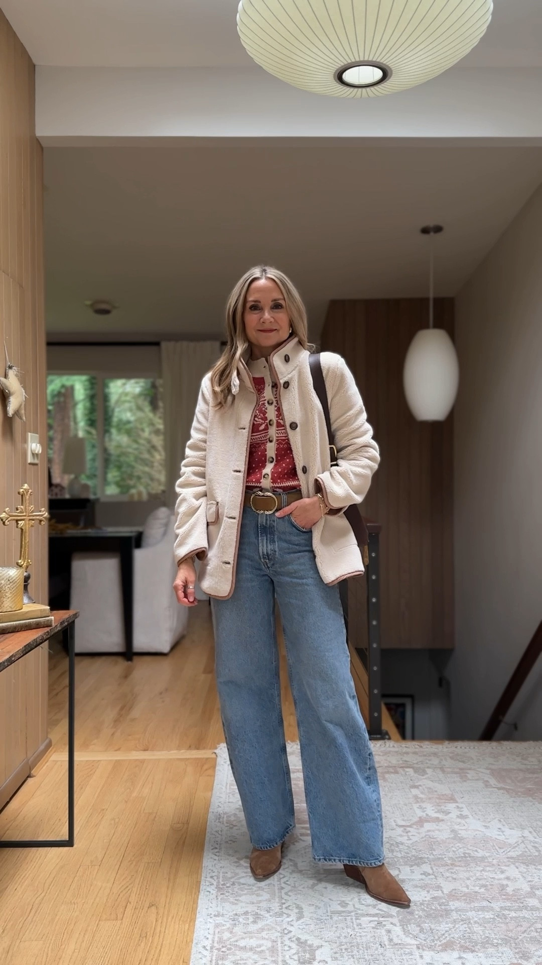 Today’s outfit of the day! Heartloom fair isle cardigan, garnet hill fleece jacket, agolde jeans, brown suede boots, madewell bucket bag

#LTKgrwm #LTKootd #LTKOver40
