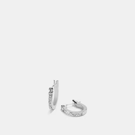 Pave Signature Huggie Earrings | Coach Outlet US
