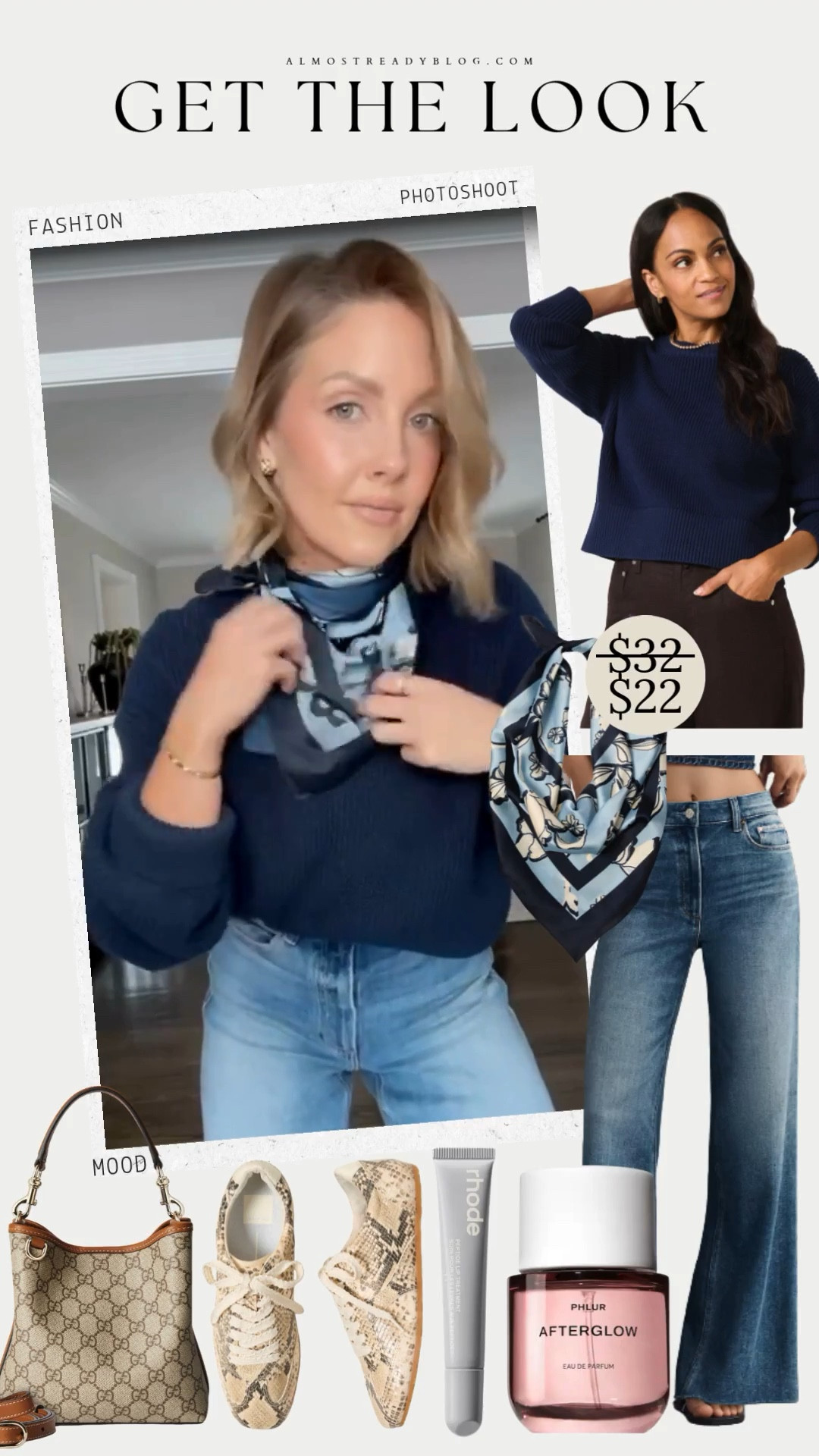 Small sweater / 25 jeans (true to size) / Sneakers are true to size 💙

fashion trends 2026, floral bandana, satin bandana, navy sweater, anthropologie, evereve, amanda west, almost ready blog

#LTKPetite #LTKOver40 #LTKSaleAlert