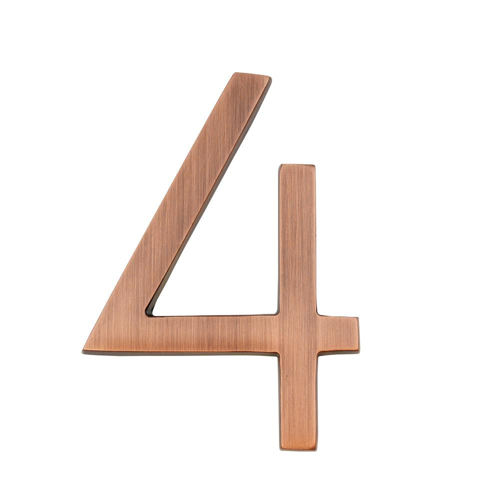 Frank Lloyd Wright Collection 4 in. Wright Antique Copper Floating House Number 4 | The Home Depot