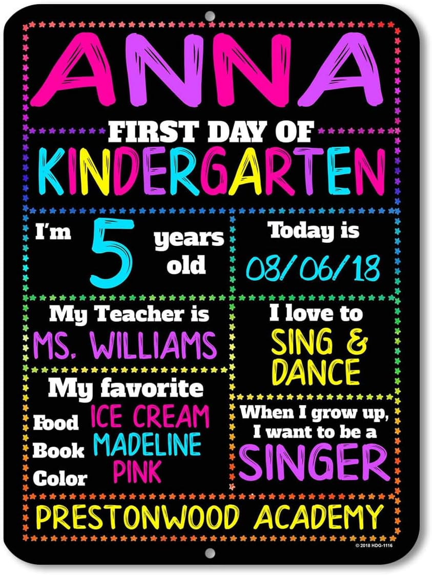 Honey Dew Gifts Chalkboard Style School Photo Prop Board, Kindergarten, Preschool, Reusable Tin S... | Amazon (US)