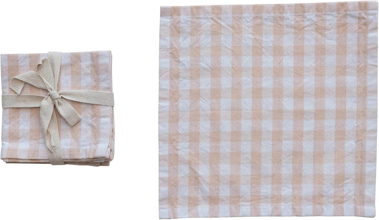 Creative Co-Op Cotton Gingham Napkins, Set of 4, Peach and White | Amazon (US)