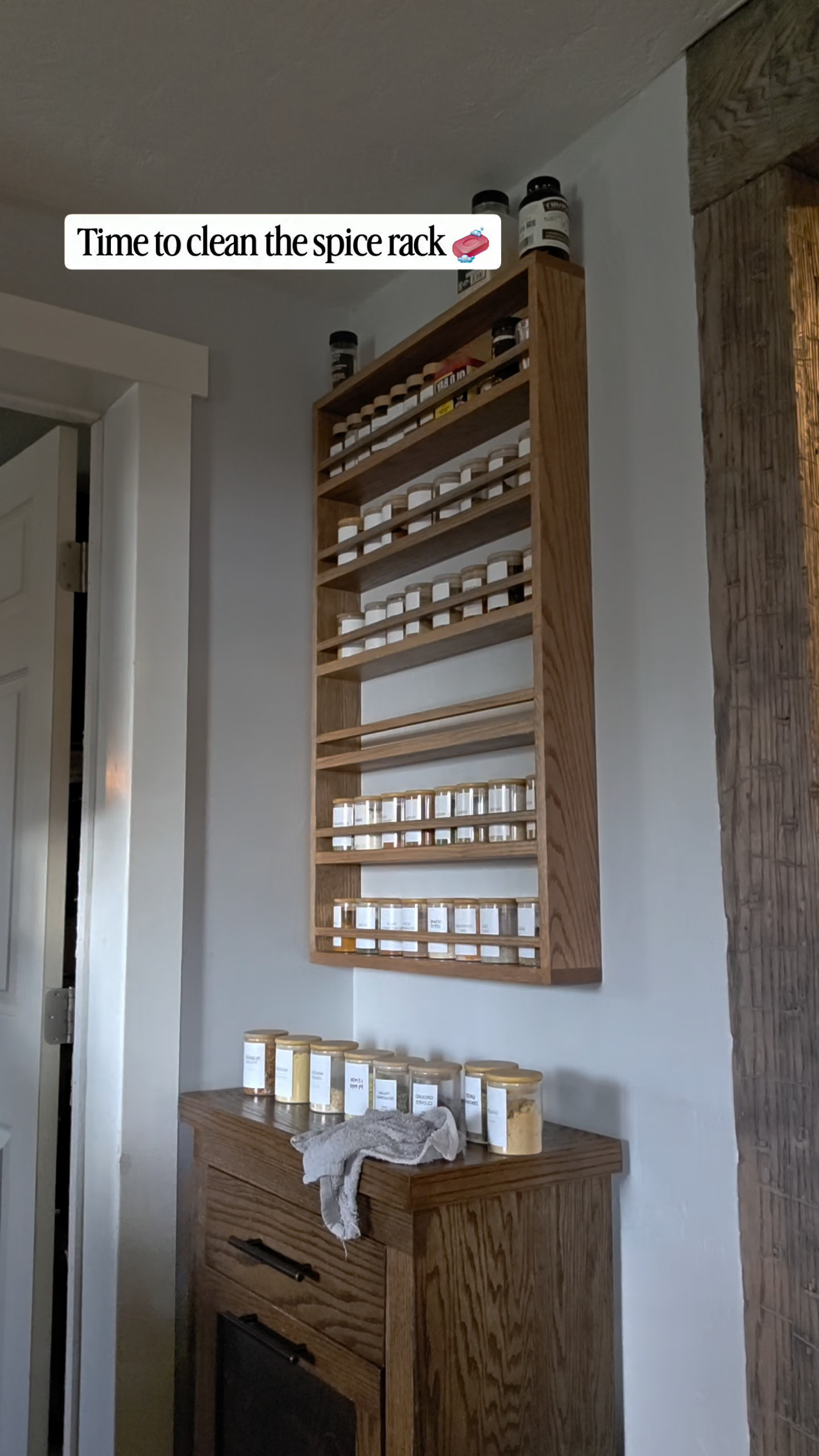 This wall-mounted spice rack has been one of the most functional (and favorite) builds in our kitchen.Easy to see everything.Easy to grab what we need.And way less clutter in the cabinets. 🙌A quick clean + restock and it’s back to feeling fresh again. ✨#diy #organization #woodworking

#LTKHome