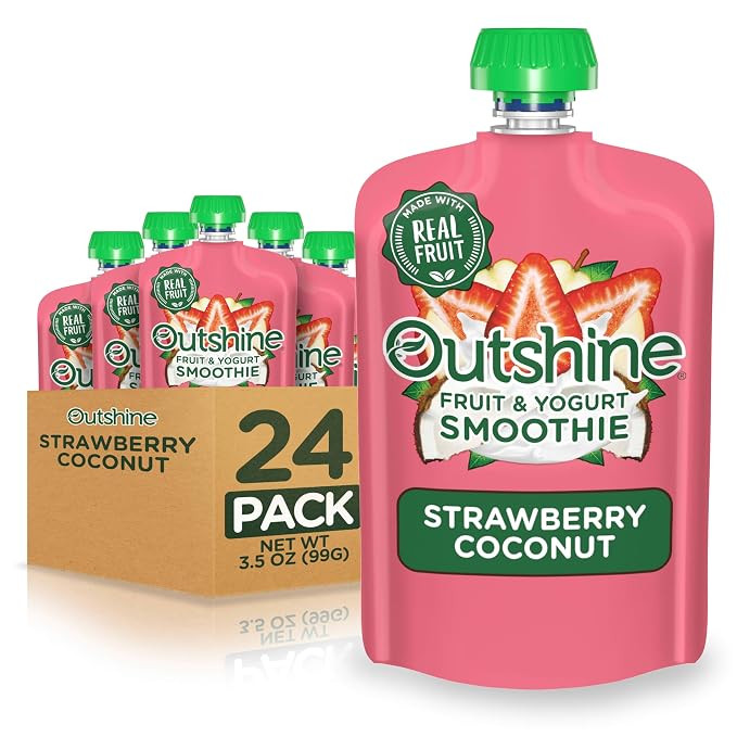 Outshine Smoothie Fruit & Yogurt Smoothie Pouches - Strawberry Coconut (24 Pack) | Amazon (US)
