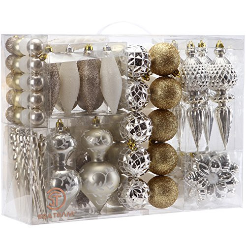 Sea Team 91-Pack Assorted Shatterproof Christmas Ball Ornaments Set Seasonal Decorative Hanging Orna | Amazon (US)