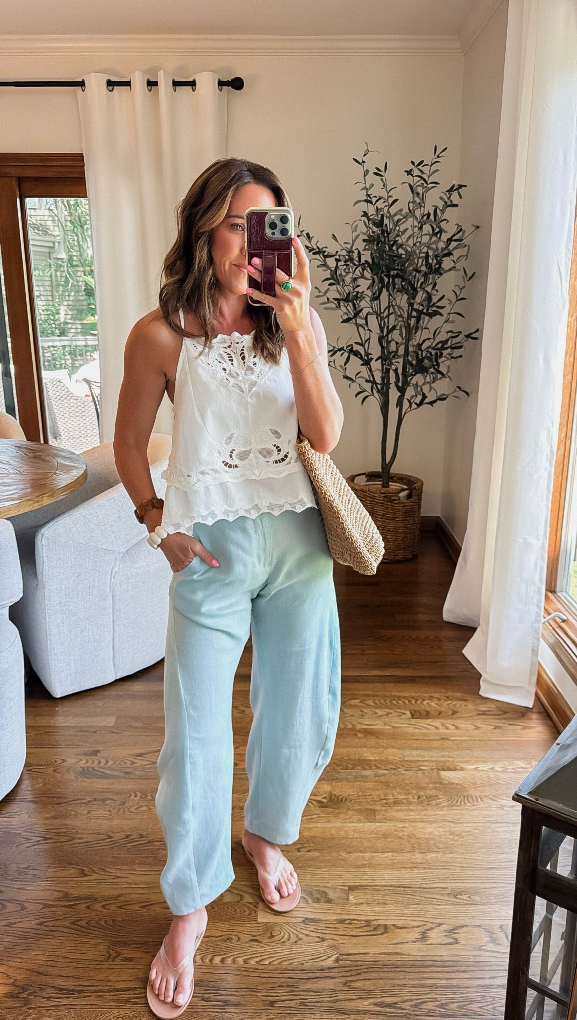 Obsessed with this outfit combo today!
Summer style 
Size 2 regular pants. I’m 5’3”
Small top

#LTKootd #LTKSeasonal #LTKOver40