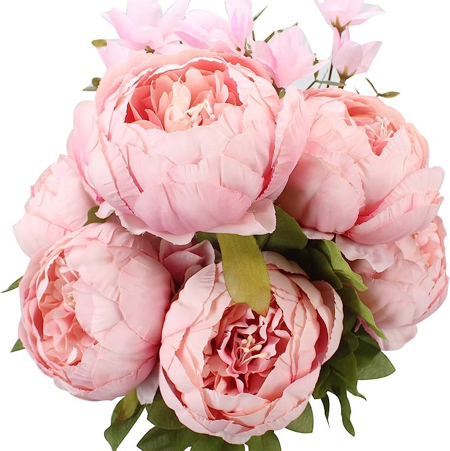 Duovlo Springs Flowers Artificial Silk Peony Bouquets Wedding Home Decoration,Pack of 1 (Spring L... | Amazon (US)