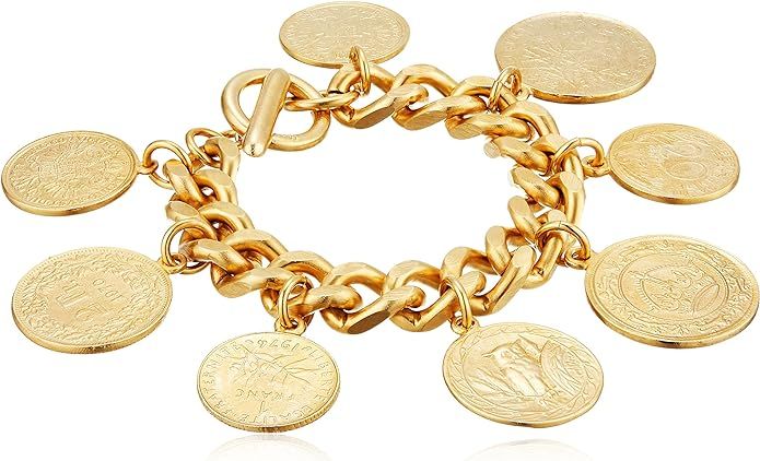 Ben-Amun Moroccan Coin Bracelet, 24K Gold Plated, Vintage Fashion Jewelry for Women, Hand Made in... | Amazon (US)