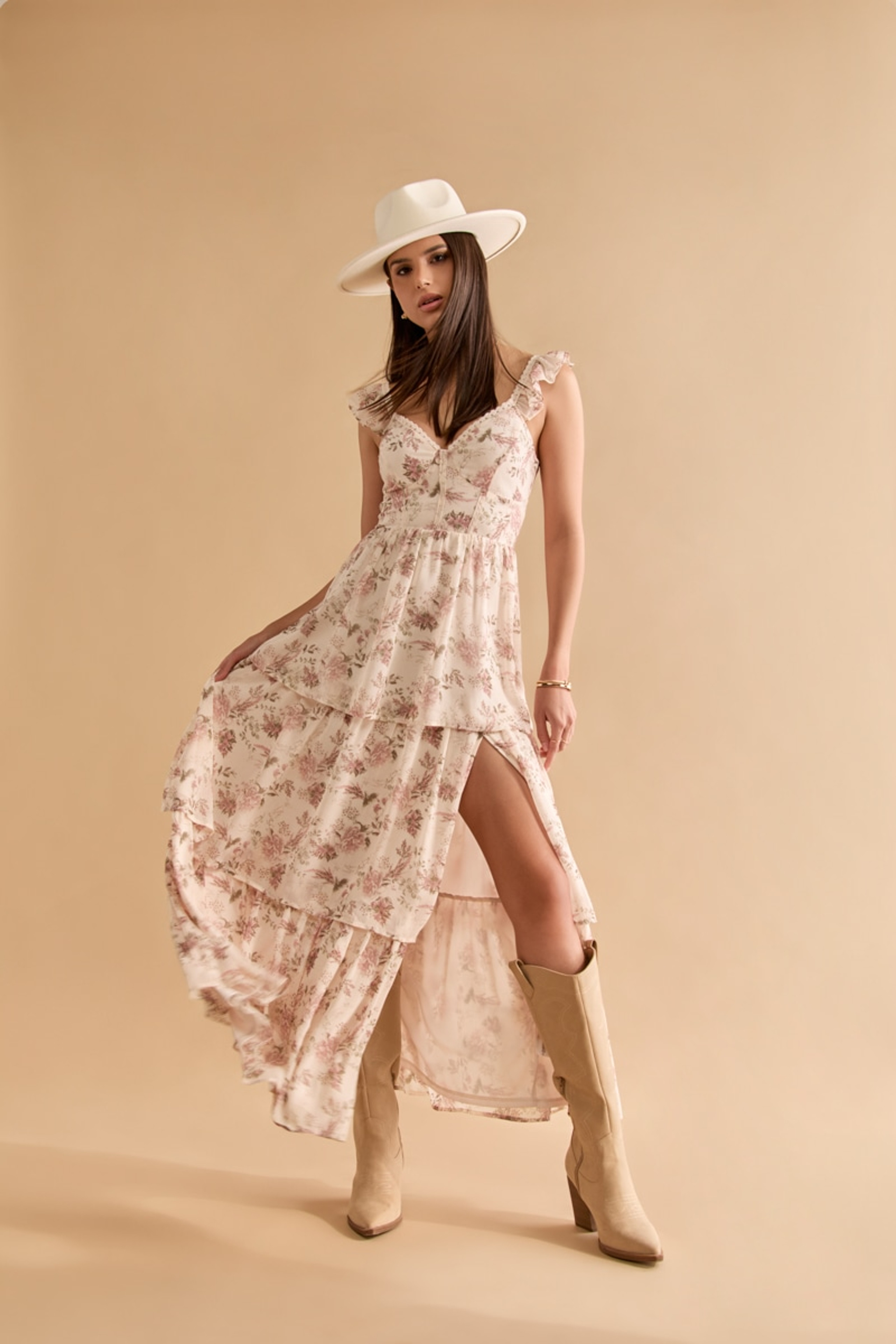 Jayne Tiered Slit Maxi Dress | Francesca's