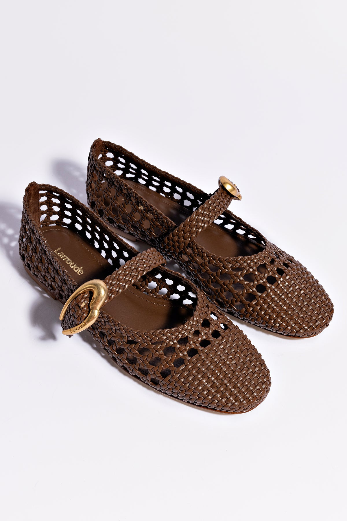 Verona Macrame Ballet Flat In Burnt Umber Leather | Larroude