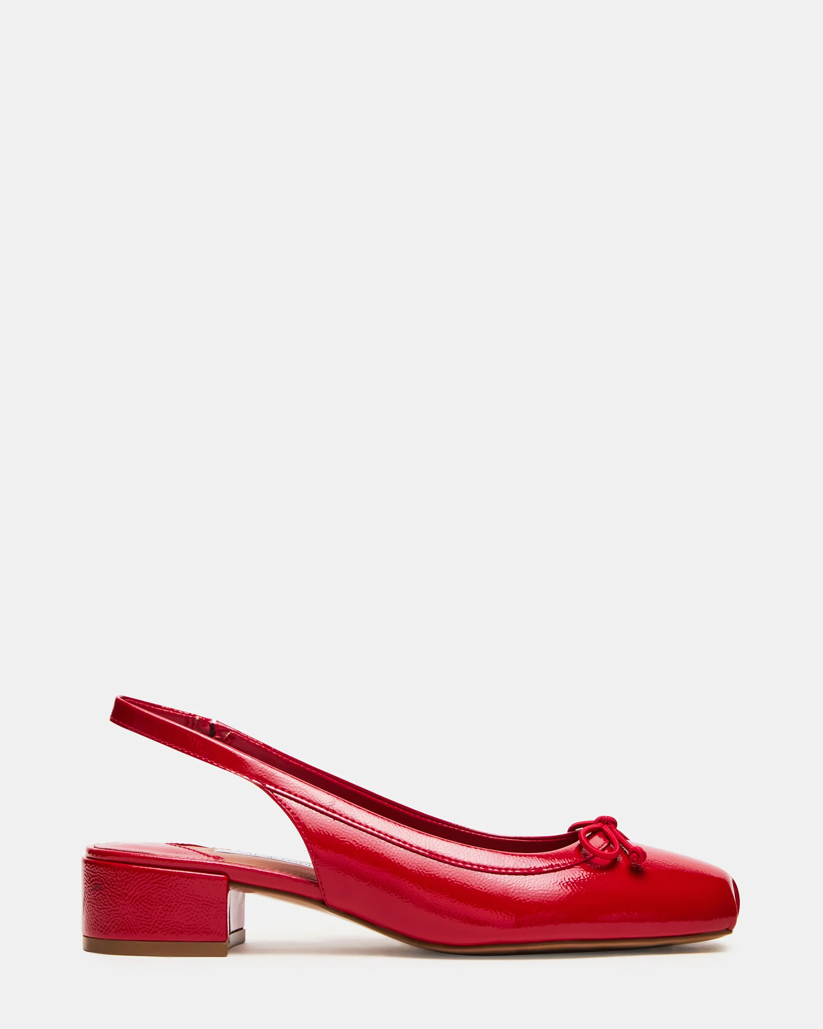 LOVED Red Crinkle Patent Square-Toe Slingback Ballet Women's Heel | Steve Madden (US)