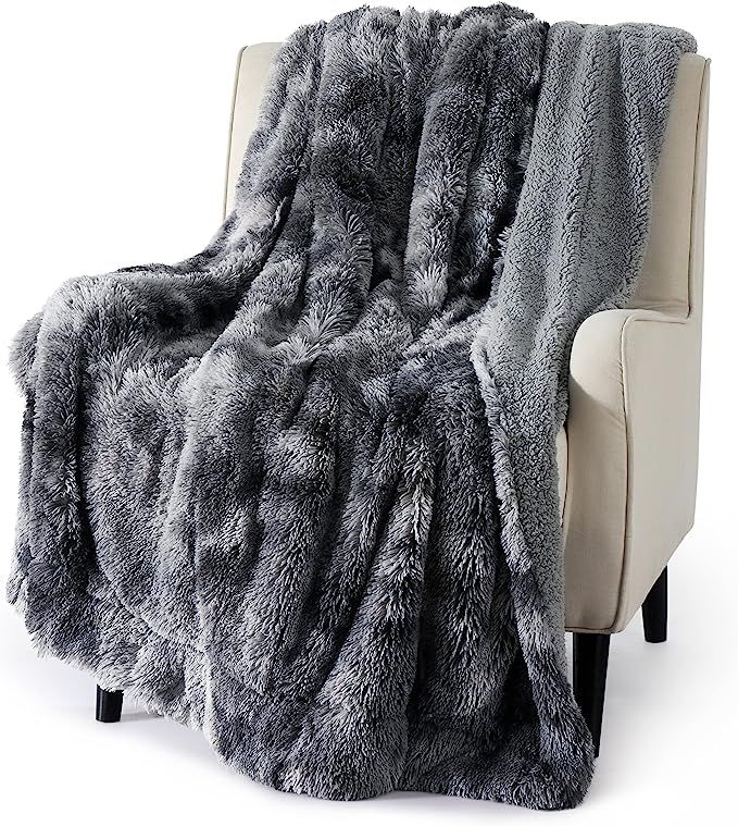 Bedsure Faux Fur Throw Blanket Tie Dye Grey – Fuzzy, Fluffy, and Shaggy Faux Fur, Soft and Thic... | Amazon (US)