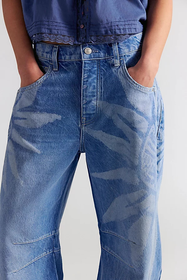 We The Free Good Luck Printed Barrel Jeans | Free People (Global - UK&FR Excluded)