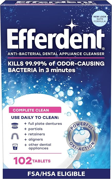 Efferdent Retainer Cleaning Tablets, Denture Cleanser Tablets for Dental Appliances, Complete Cle... | Amazon (US)