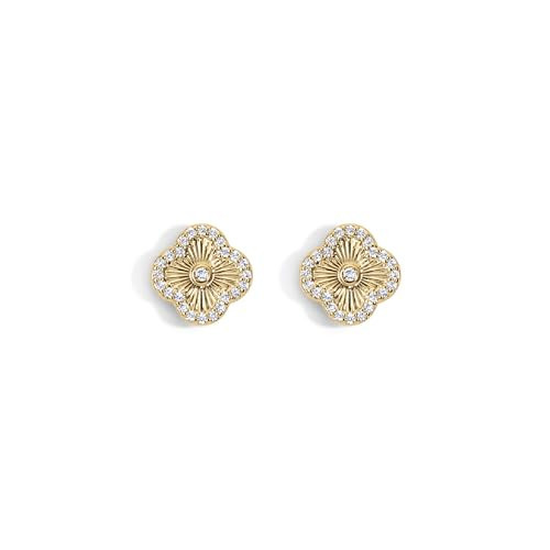 Electric Picks 14kt Gold Plated Clover Stud Earrings for Women – 14 Karat Gold Clover Earrings, Elegant Everyday Jewelry, Great Gift for Graduation, Birthday, or Mother’s Day | Amazon (US)