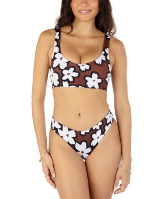 Hurley Womens Bold Daisy Scoop Neck Bikini Top Bold Daisy Mid Rise Bikini Bottoms | Macy's